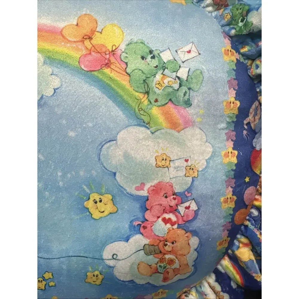 Care Bears Cloud Print Round Velour Throw Pillow Cloud Gazing Dolls Kill New